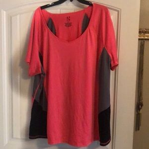 Pink color block athletic shirt
